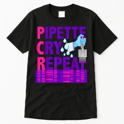 PCR Pipette Cry Repeat For DNA Lab Scientists Tall T-Shirt