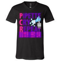 PCR Pipette Cry Repeat For DNA Lab Scientists V-Neck T-Shirt