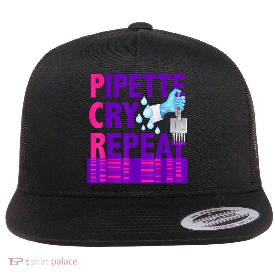 PCR Pipette Cry Repeat For DNA Lab Scientists Flatbill Hat