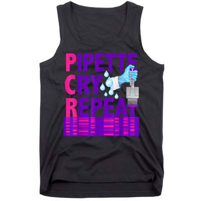 PCR Pipette Cry Repeat For DNA Lab Scientists Tank Top