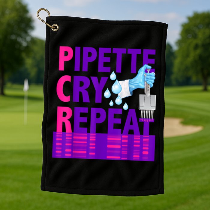 PCR Pipette Cry Repeat For DNA Lab Scientists Golf Towel