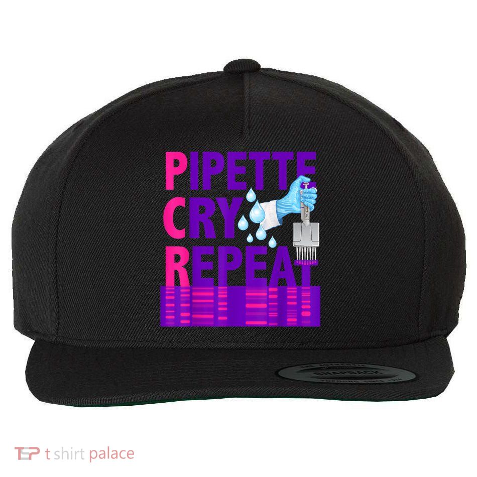 PCR Pipette Cry Repeat For DNA Lab Scientists Wool Snapback Cap