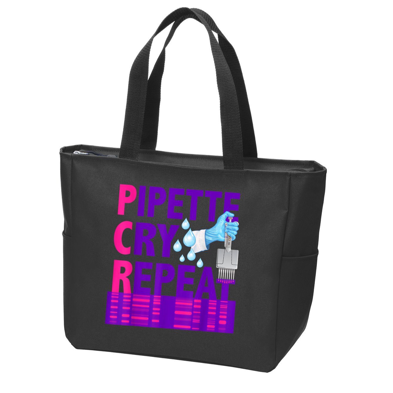 PCR Pipette Cry Repeat For DNA Lab Scientists Zip Tote Bag