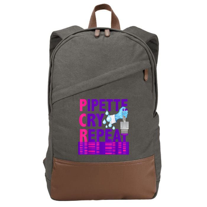 PCR Pipette Cry Repeat For DNA Lab Scientists Cotton Canvas Backpack
