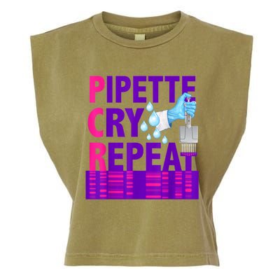 PCR Pipette Cry Repeat For DNA Lab Scientists Garment-Dyed Women's Muscle Tee