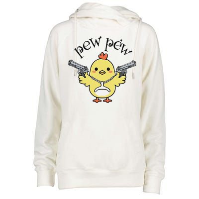Pew Pew Chick Womens Funnel Neck Pullover Hood