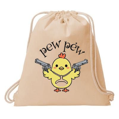 Pew Pew Chick Drawstring Bag