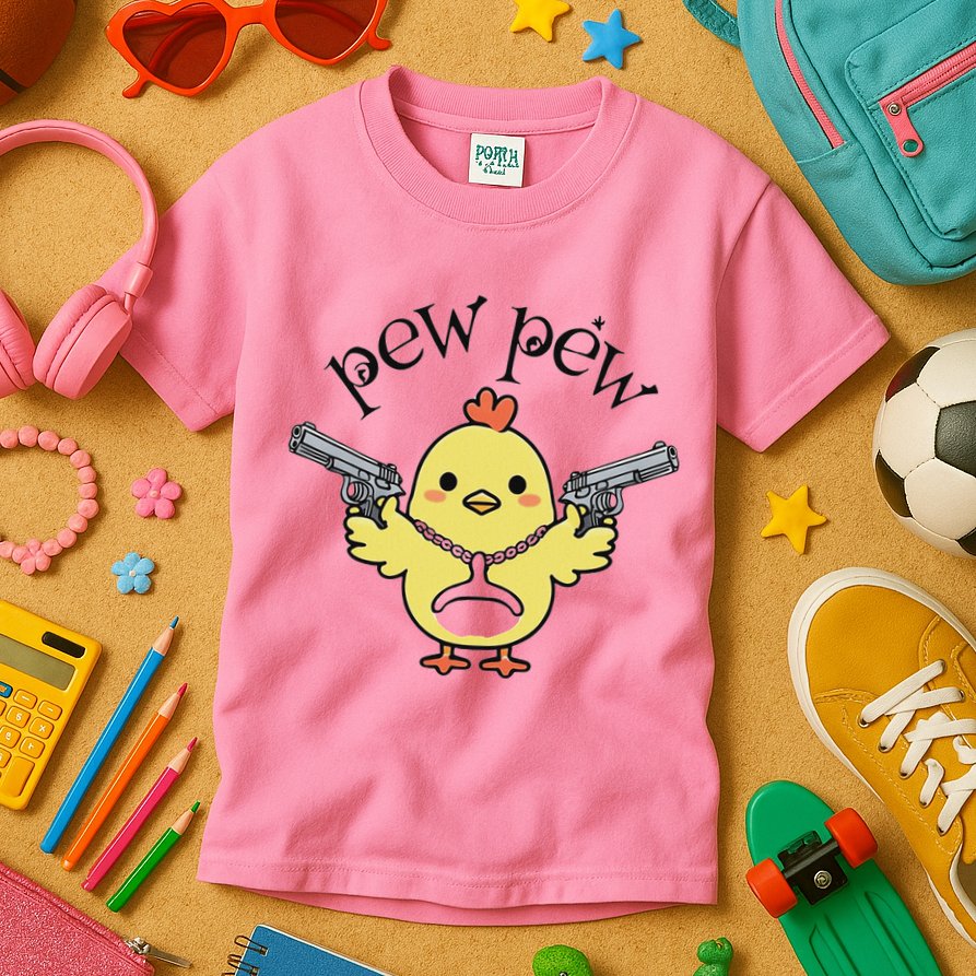 Pew Pew Chick Kids T-Shirt