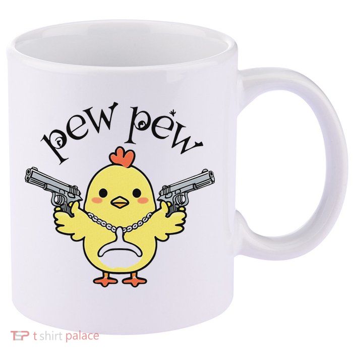 Pew Pew Chick 11oz C Handle Ceramic Mug