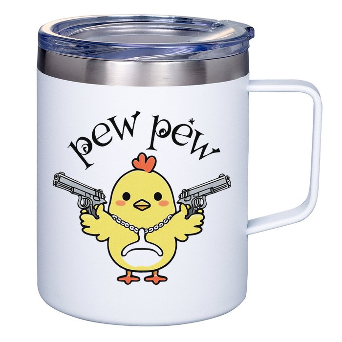 Pew Pew Chick 12oz Stainless Steel Coffee Mug