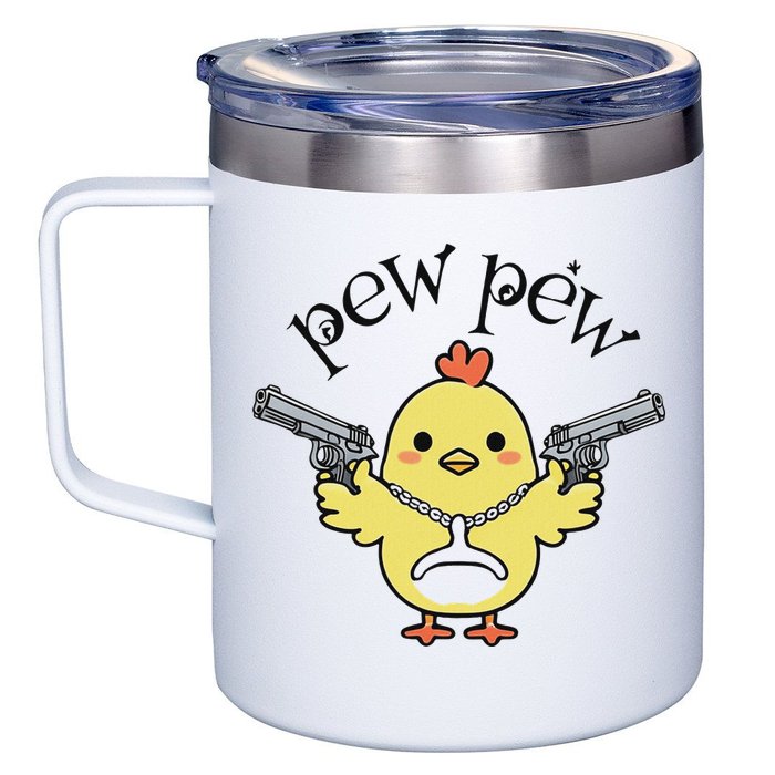 Pew Pew Chick 12oz Stainless Steel Coffee Mug