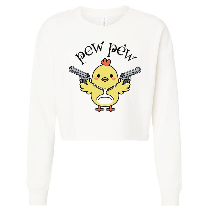 Pew Pew Chick Cropped Pullover Crew