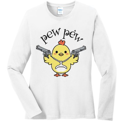 Pew Pew Chick Ladies Long Sleeve Shirt