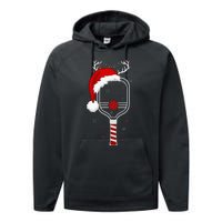 Pickleball Player Christmas Holiday Reindeer Xmas Performance Fleece Hoodie