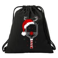 Pickleball Player Christmas Holiday Reindeer Xmas Drawstring Bag