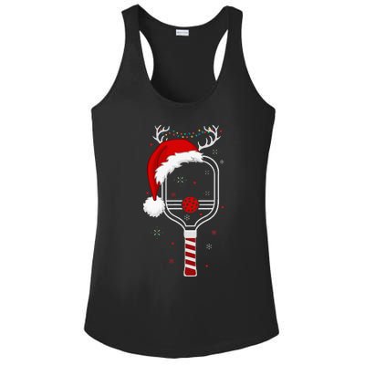 Pickleball Player Christmas Holiday Reindeer Xmas Ladies PosiCharge Competitor Racerback Tank