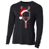 Pickleball Player Christmas Holiday Reindeer Xmas Cooling Performance Long Sleeve Crew