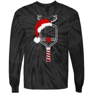 Pickleball Player Christmas Holiday Reindeer Xmas Tie-Dye Long Sleeve Shirt