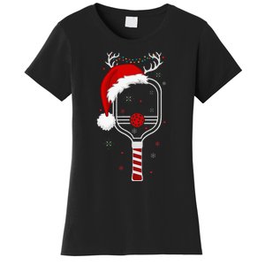 Pickleball Player Christmas Holiday Reindeer Xmas Women's T-Shirt