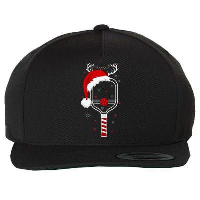 Pickleball Player Christmas Holiday Reindeer Xmas Wool Snapback Cap