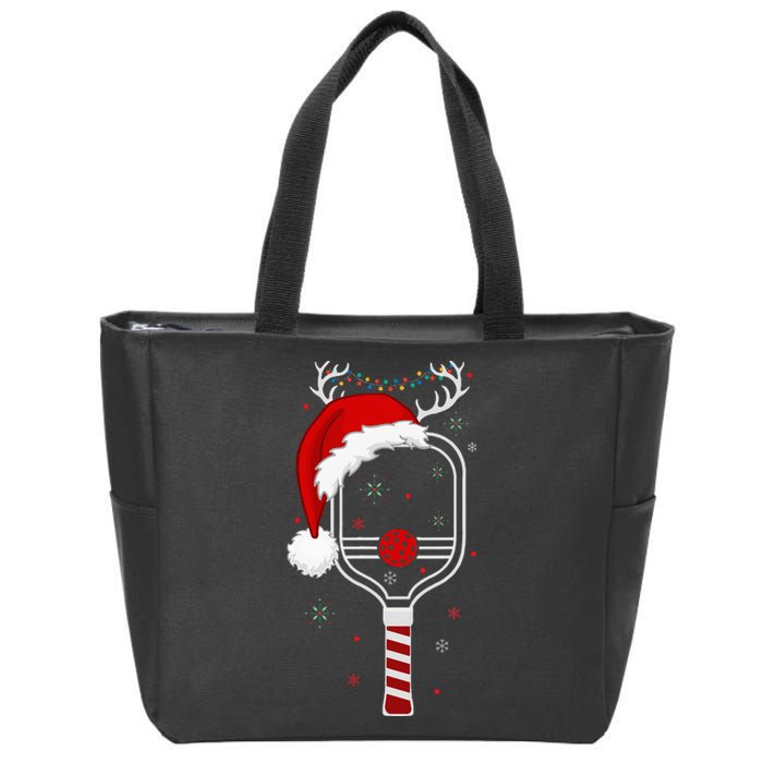 Pickleball Player Christmas Holiday Reindeer Xmas Zip Tote Bag