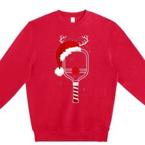 Pickleball Player Christmas Holiday Reindeer Xmas Premium Crewneck Sweatshirt