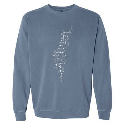 Palestine Palestinian Cities Map Gaza Garment-Dyed Sweatshirt