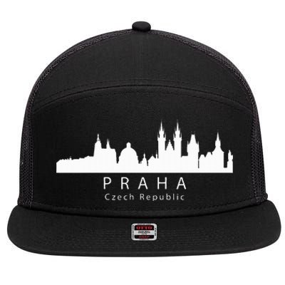 Praha Prague Czech Republic Skyline 7 Panel Mesh Trucker Snapback Hat