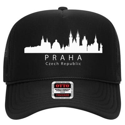 Praha Prague Czech Republic Skyline High Crown Mesh Back Trucker Hat