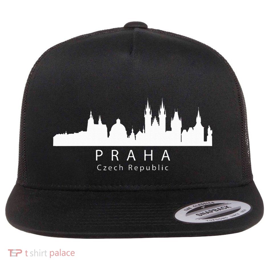 Praha Prague Czech Republic Skyline Flatbill Hat