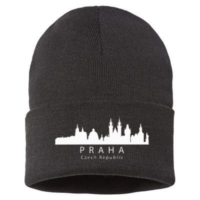 Praha Prague Czech Republic Skyline Sustainable Knit Beanie