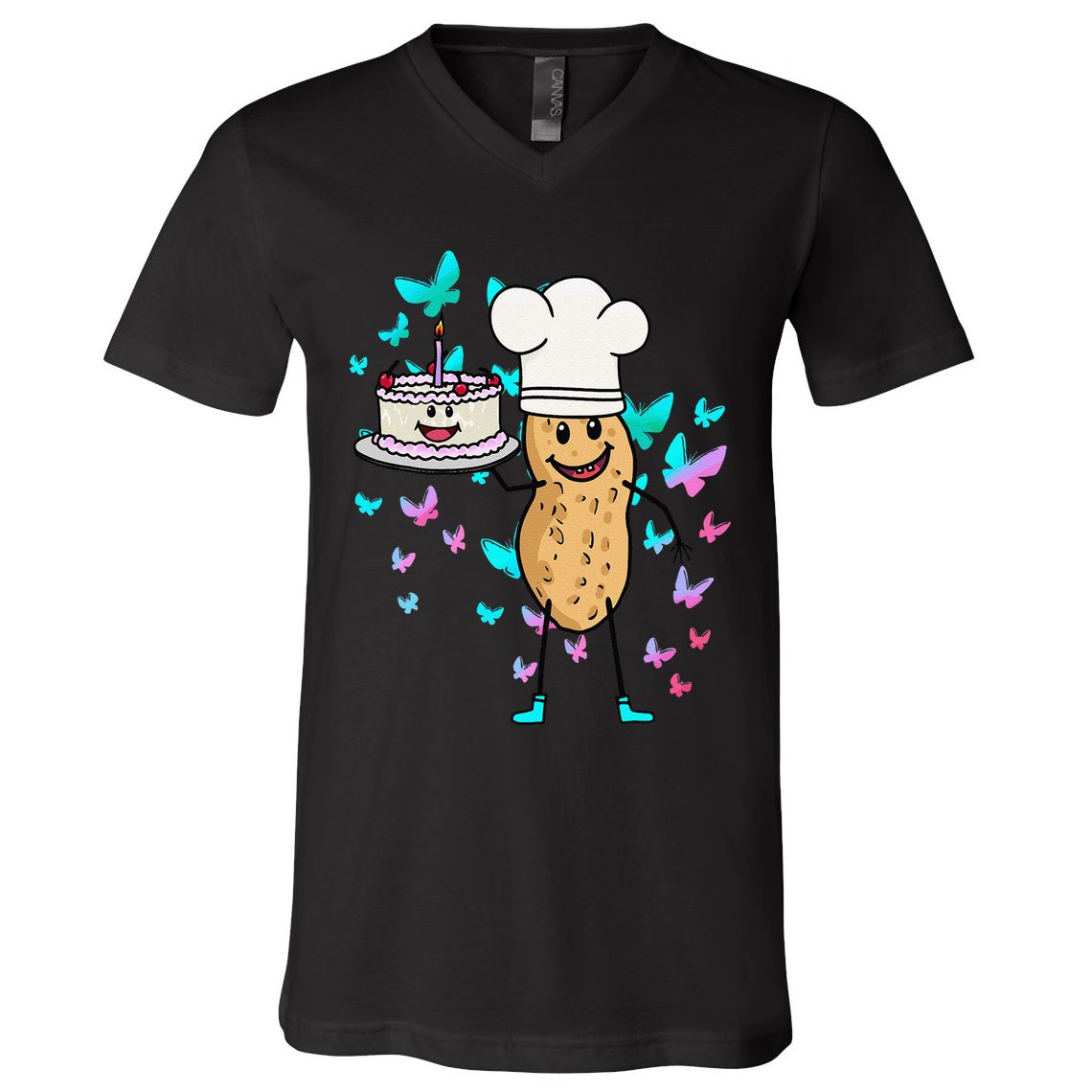 Peanut Peanuts Cream Cake Birthday Greetings Nut V-Neck T-Shirt