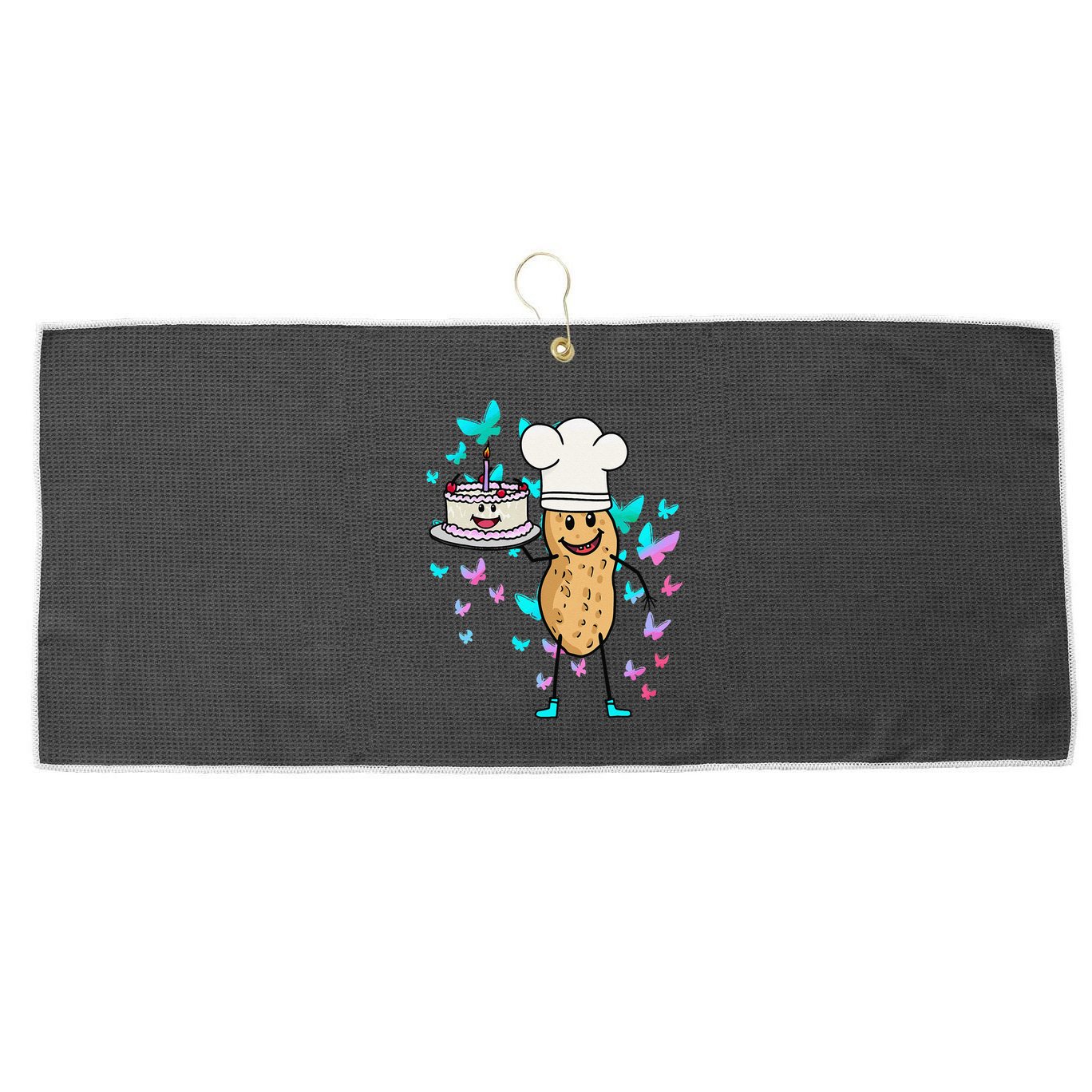 Peanut Peanuts Cream Cake Birthday Greetings Nut Large Microfiber Waffle Golf Towel
