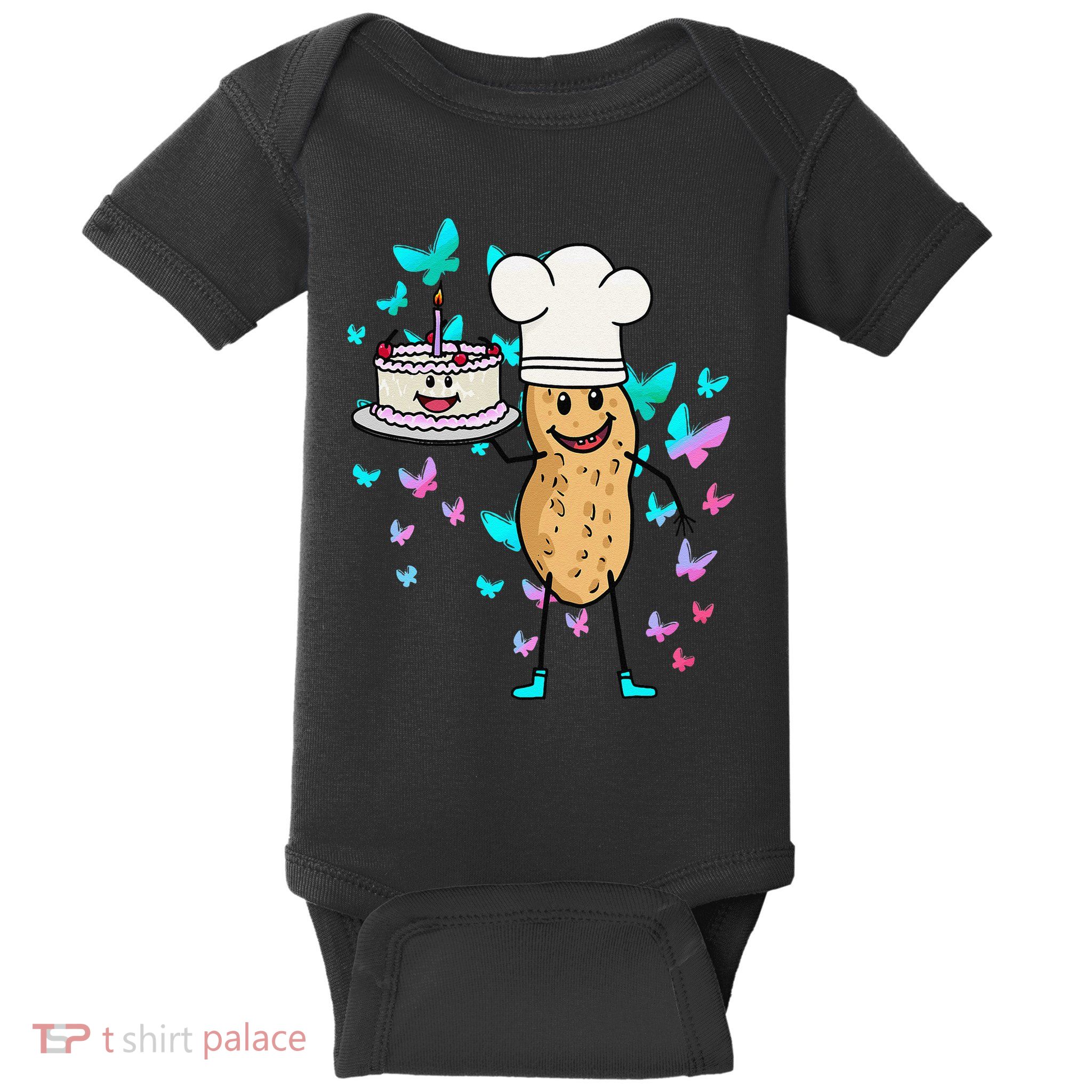 Peanut Peanuts Cream Cake Birthday Greetings Nut Baby Bodysuit