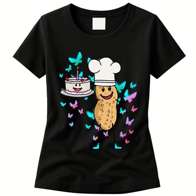 Peanut Peanuts Cream Cake Birthday Greetings Nut Womens T-Shirt