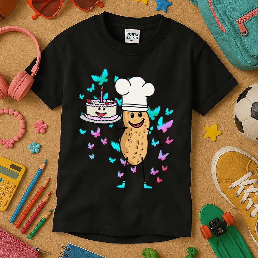 Peanut Peanuts Cream Cake Birthday Greetings Nut Kids T-Shirt