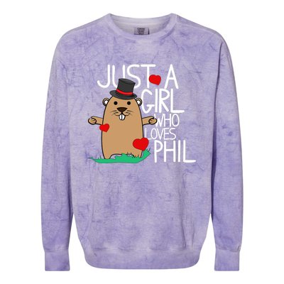 Punxsy Phil's Cute Groundhog Day Holiday Design For Girls Colorblast Crewneck Sweatshirt