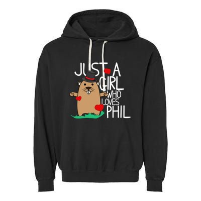 Punxsy Phil's Cute Groundhog Day Holiday Design For Girls Garment-Dyed Fleece Hoodie