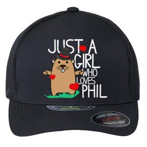 Punxsy Phil's Cute Groundhog Day Holiday Design For Girls Flexfit Unipanel Trucker Cap