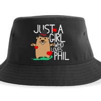 Punxsy Phil's Cute Groundhog Day Holiday Design For Girls Sustainable Bucket Hat