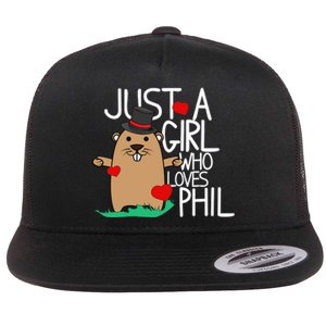 Punxsy Phil's Cute Groundhog Day Holiday Design For Girls Flat Bill Trucker Hat