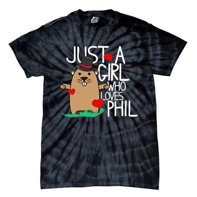 Punxsy Phil's Cute Groundhog Day Holiday Design For Girls Tie-Dye T-Shirt