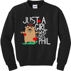 Punxsy Phil's Cute Groundhog Day Holiday Design For Girls Kids Sweatshirt