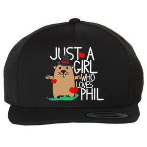 Punxsy Phil's Cute Groundhog Day Holiday Design For Girls Wool Snapback Cap