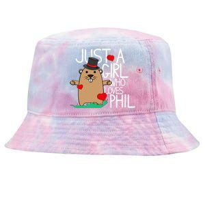 Punxsy Phil's Cute Groundhog Day Holiday Design For Girls Tie-Dyed Bucket Hat