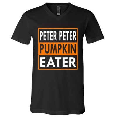 Peter Pumpkin Costume Eater For Couples Matching Halloween V-Neck T-Shirt