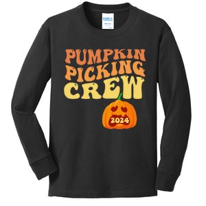 Pumpkin Picking Crew 2024 Family Matching Autumn Halloween Kids Long Sleeve Shirt