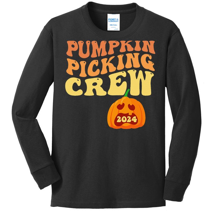 Pumpkin Picking Crew 2024 Family Matching Autumn Halloween Kids Long Sleeve Shirt