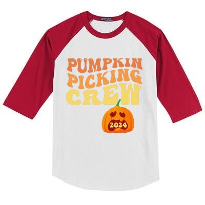 Pumpkin Picking Crew 2024 Family Matching Autumn Halloween Kids Colorblock Raglan Jersey