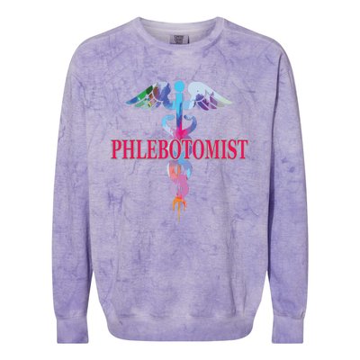 Phlebotomy Phlebotomist Caduceus Gifts Men Women Colorblast Crewneck Sweatshirt